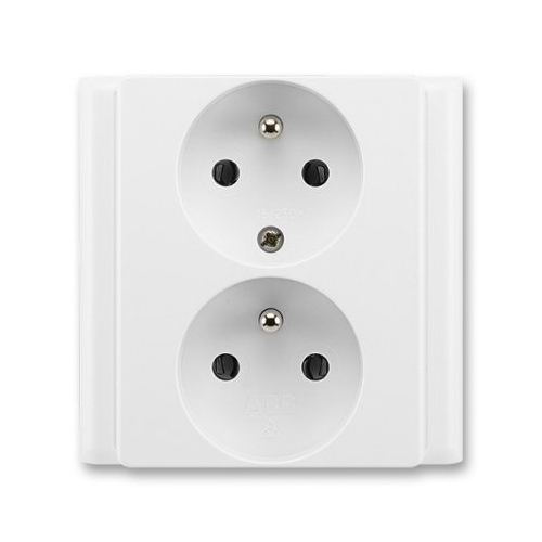 ABB CLASSIC socket. 2-us. 2x2P+PE 81x81mm; white