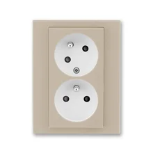 ABB LEVIT socket. 2-us. 2x2P+PE shutters rotatable cavity; macchiato/white