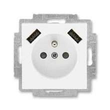 ABB LEVIT zásuv. 1-nás. 2P+PE clonky 2xUSB-A ;bílá/bílá