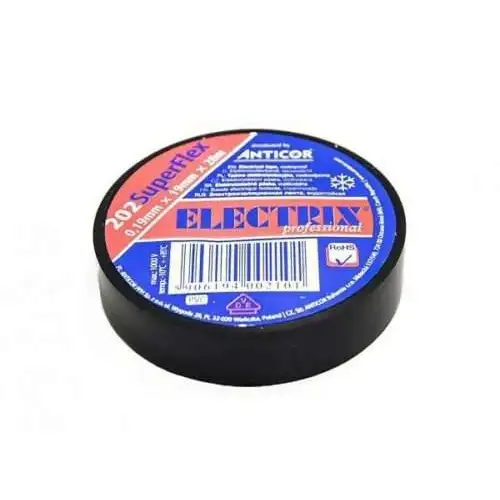 ANTICOR tape.electric insulation.PVC 202.SuperFlex 25x20 -10 to +85°C; black