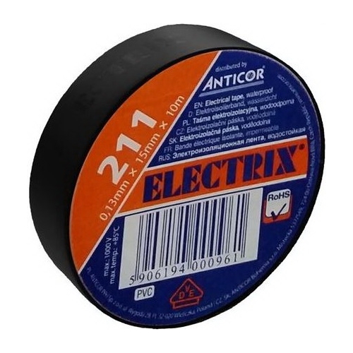 ANTICOR tape. electrical insulation. PVC 211. Electrix 19x10; black