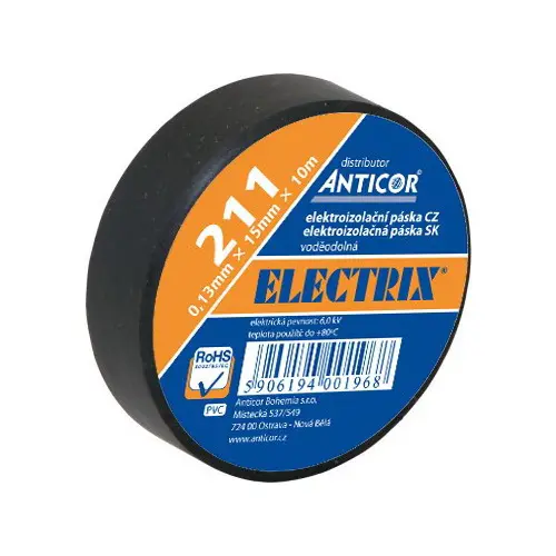 ANTICOR tape. electrical insulation. PVC 211. Electrix 19x10; black