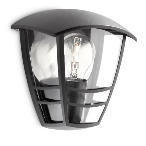 Creek wall lantern black 1x60W 230V base