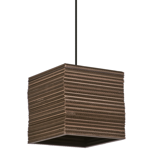 Decor Cardboard Square Pendant E27 Brown