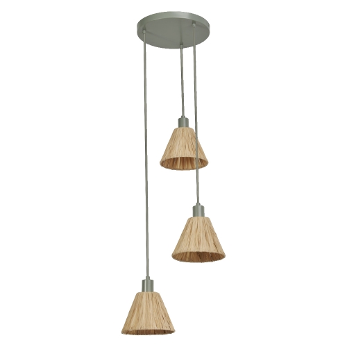 DECOR RAFFIA PENDANT PLATE 3XE27GN LEDV