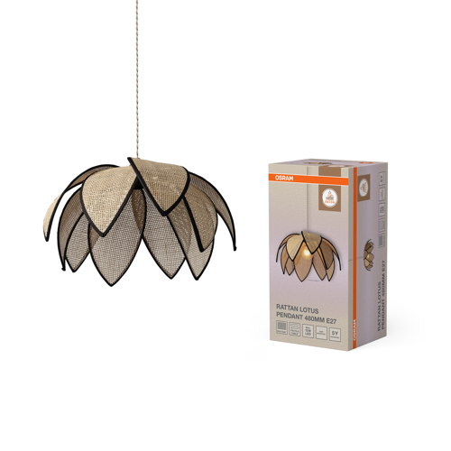 Decor Rattan Lotus Pendant 670 E27 Brown