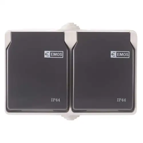 EMOS 2-fold wall socket, 16A/250V, IP54
