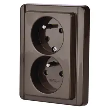 EMOS Double socket STANDARD 4FN15098.2101 Brown, curved