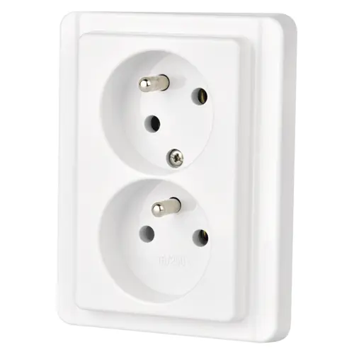 EMOS Double socket STANDARD 4FN15098.2101 White, curved