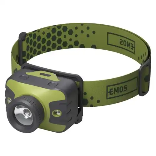 EMOS headlamp 3xAAA 330lm/200m IP43; green/black