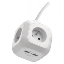 EMOS lead.ext. 4-set +2xUSB 1.9m P04119U 250V/10A max.H05VV-F3Gx1mm