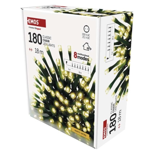 EMOS ván.osvětlení 180LED XMAS CLS TIMER MF 18M WW