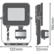 FLOODLIGHT COMPACT SENSOR 20W 840 SYM 100 BK