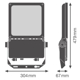 FLOODLIGHT FLEX DALI ASYMMETRIC 45 X 140 80W 822 A45X140 WAL