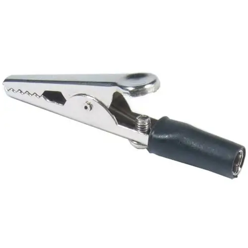 HADEX alligator clip.for.banana insulated black.l=55mm