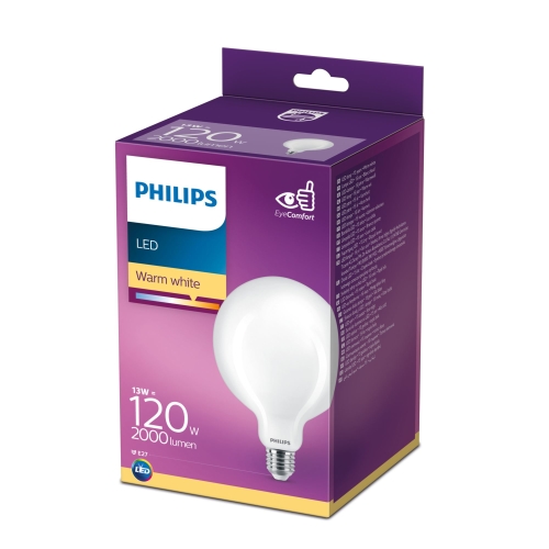 HILIPS LED globe G120 13W/120W E27 2700K 2000lm NonDim 15Y opal