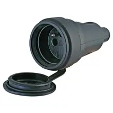 KOPP connector, rubber socket with lid 16A/230V black