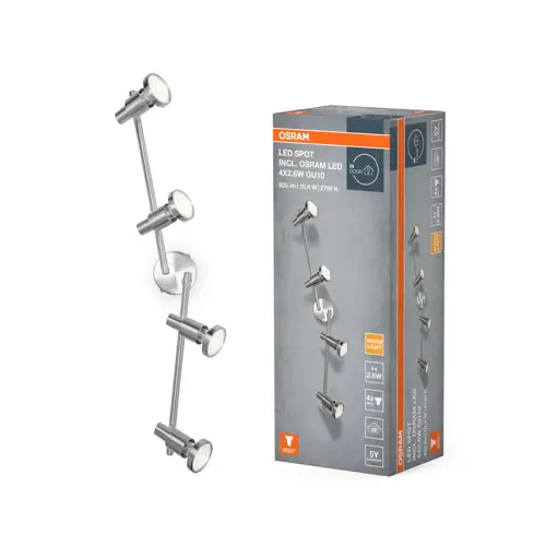 LED Spot Brushed Silver GU10 4 x 2.6W 2700K