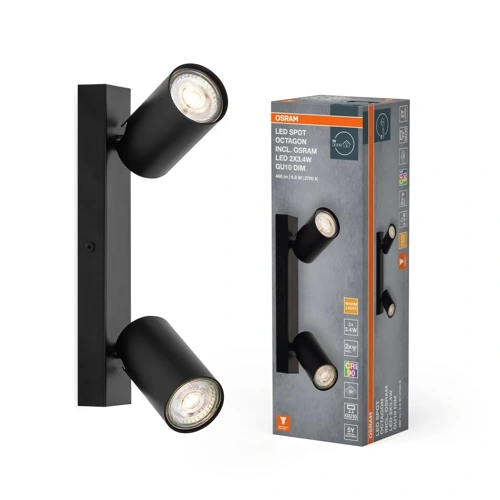 LED Spot Octagon Black 2x3.4W 927 DIM