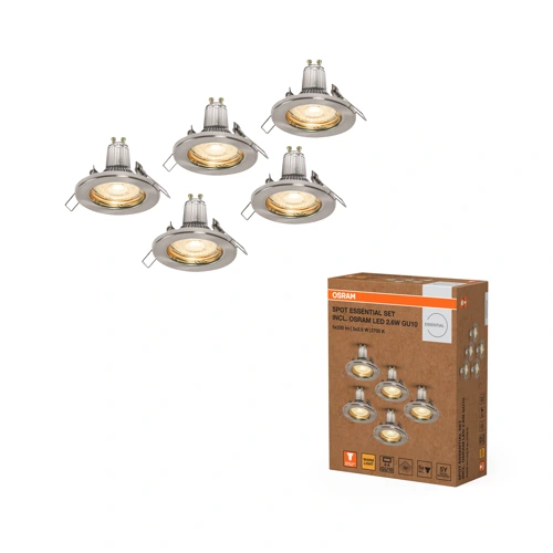 LED Spot Set Recess Essential GU10 5x2.6W GU10 Brushed Nickel