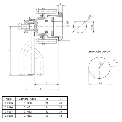 LIDOK lock 01.095 AL2 inside D H24 x L49
