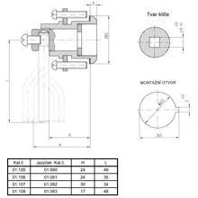 LIDOK lock 01.105 AL3 4-edge H24 x L49