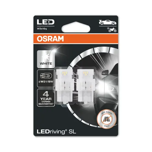 OSRAM car bulbs. LED W21/5W 7515DWP-02B 1.9W 12V W3x16q blister-2pcs