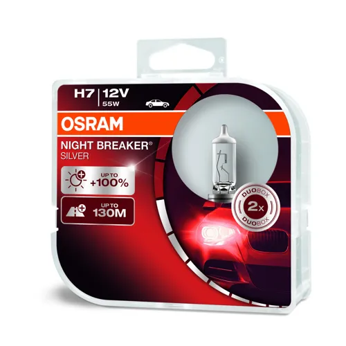 OSRAM car headlights. H7 NIGHT BREAKER SILVER 64210NBS 55W 12V PX26d HCBox-2pcs