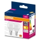 OSRAM LED chandelier VALUE P45 4.9W/40W E14 3000K 470lm NonDim 15Y opal 2-pack