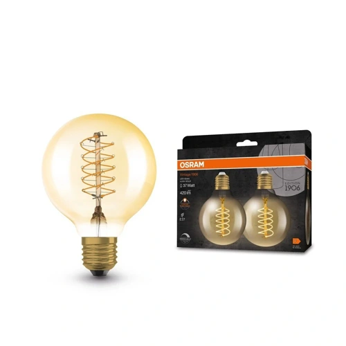 OSRAM LED filam.globe 1906 G80 E27 4.8W/37W 420lm/822 15Y Dim ;2-pack zlatá