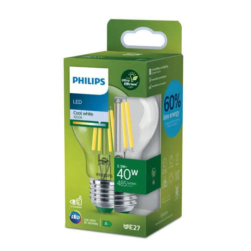 PHILIPS CLA 40W A60 E27 4000K CL UE SRT4