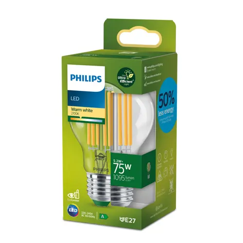 PHILIPS CLA 75W A60 E27 2700K CL UE SRT4