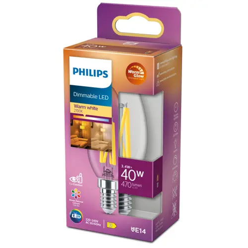 PHILIPS classic 40W B35 E14 CL WGD90 SRT4