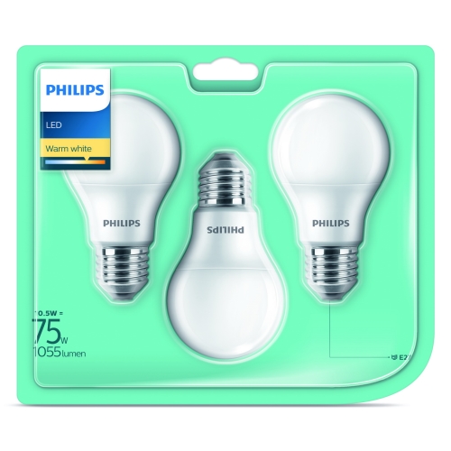 PHILIPS LED bulb A60 10.5W/75W E27 2700K 1055lm NonDim 15Y matt 3BL promo