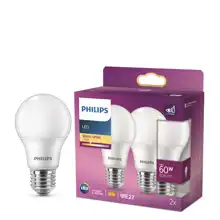 PHILIPS LED bulb A60 7W/60W E27 2700K 806lm NonDim 15Y opál 2-pack
