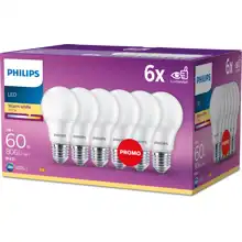 PHILIPS LED bulb A60 7W/60W E27 2700K 806lm NonDim 15Y opál 6-pack