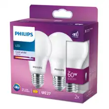 PHILIPS LED bulb A60 7W/60W E27 4000K 806lm NonDim 15Y opál 2-pack