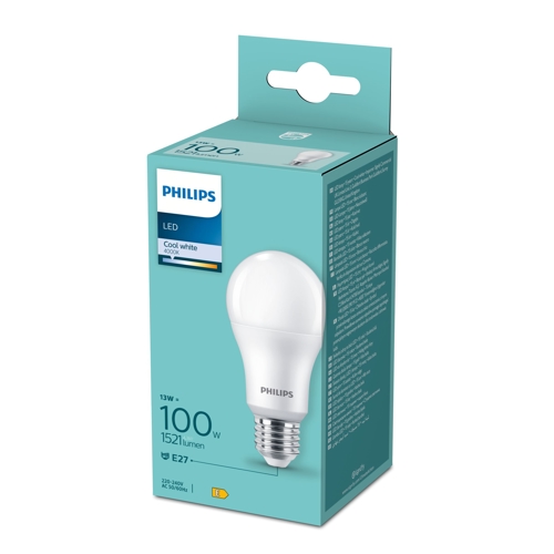 PHILIPS LED bulb A60 E27 13W/100W 1521lm/840  15Y NonDim ; opál