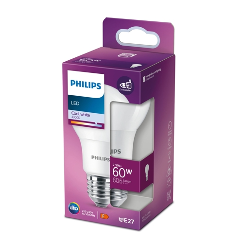 Philips LED.bulb A60 E27 60W/60W 806lm/840 15Y NonDim;  opál