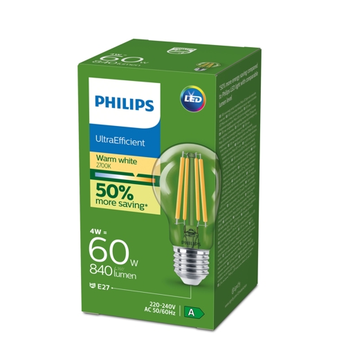 Philips LED.bulb A60 E27 60W/60W 840lm/827 50Y NonDim;  čirá