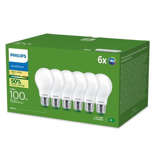 Philips LED.bulb A60 E27 7.3W/100W 1535lm/827 50Y NonDim;  opál