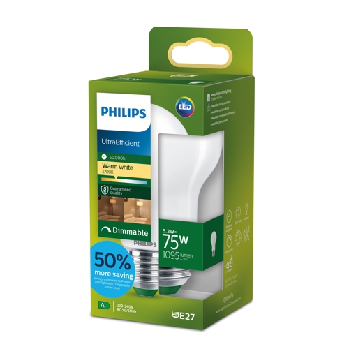 Philips LED.bulb A60 E27 75W/75W 1095lm/827 50Y Dim; opál
