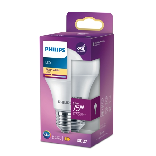 PHILIPS LED bulb A60 E27 9.5W/75W 1055lm/827  15Y NonDim ; opál