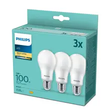 PHILIPS LED bulb A67 13W/100W E27 2700K 1521lm NonDim 15Y opal 3-pack