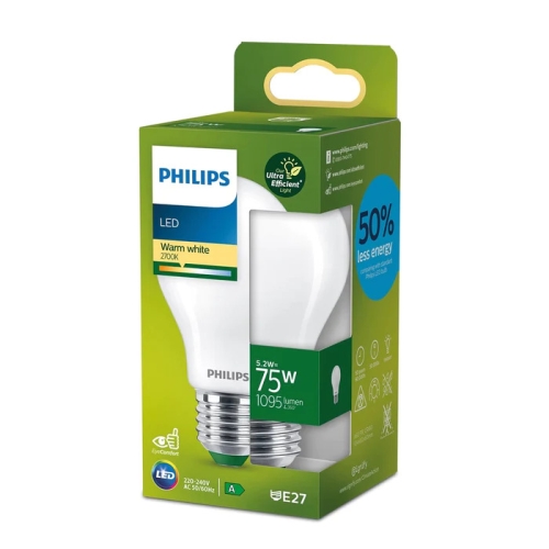 PHILIPS LED bulb Classic A60 7.3W/100W E27 4000K 1535lm NonDim 50Y opál BL