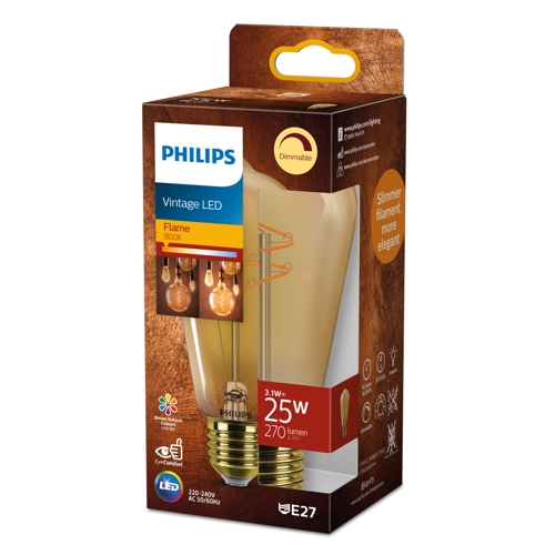 Philips LED.bulb ST64 E27 3.1W/25W 270lm/818 15Y Dim;