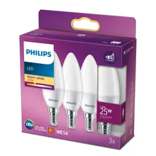 PHILIPS LED candle B35 2.8W/25W E14 2700K 250lm NonDim 15Y opál 3-pack