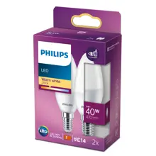 PHILIPS LED candle B35 5W/40W E14 2700K 470lm NonDim 15Y opál 2-pack