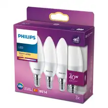 PHILIPS LED candle B35 5W/40W E14 2700K 470lm NonDim 15Y opál 3-pack