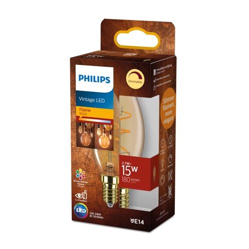 Philips LED.candle B35 E14 2.7W/15W 180lm/818 15Y Dim;     SP